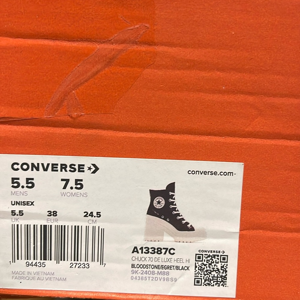 Converse WMNS High-Top Heeled Platform Sneakers CHUCK 70 DE LUXE HEEL HI BOOTS - Picture 15 of 16